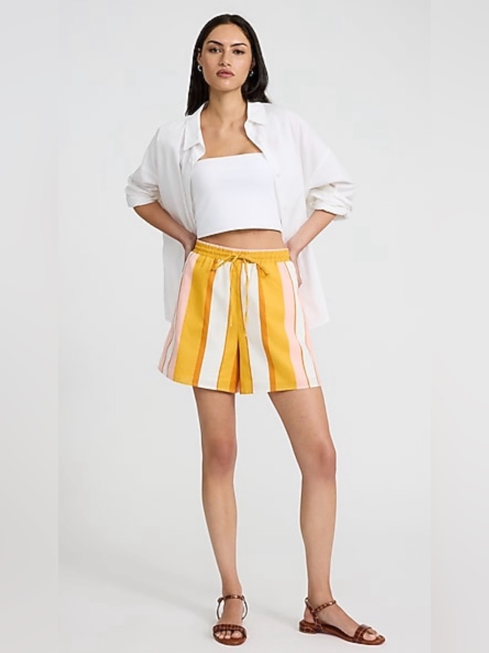 EXPRESS Striped Yellow & Pink Drawstring Women’s Shorts NWOT size M